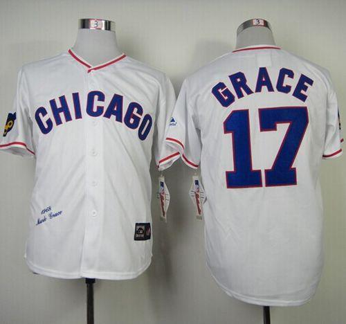 Mitchell And Ness 1968 Cubs #17 Mark Grace White Throwback Stitched MLB Jersey